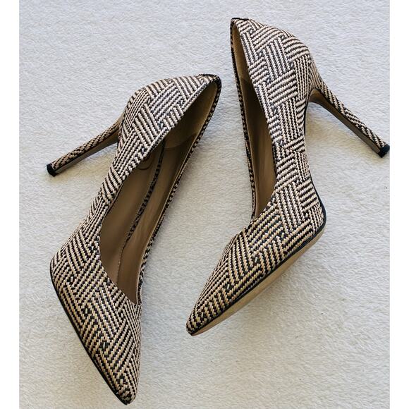 Sam Edelman Hazel Pumps Women's US 9 Tan Raffia Pointed Toe Stiletto Heel Shoes - Picture 2 of 11